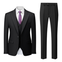 Herren Klassisch Stylisch Hochzeitsgast Anzug Set | Zweiteilig – Schwarz