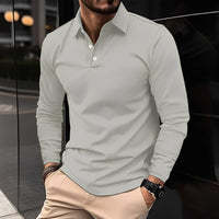 Deacon - Bequemes Langarm-Poloshirt für Herren – Grau