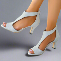 Heidrun | Elegante Komfortsandalen mit Absatz – Silber