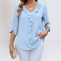 Maria™ | Lässige Bluse mit V-Ausschnitt – Hellblau