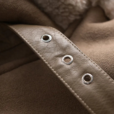 Geneviev | Bequemer Damen-Wintermantel aus Wildleder mit verstellbarem Gürtel und Fleece-Futter
