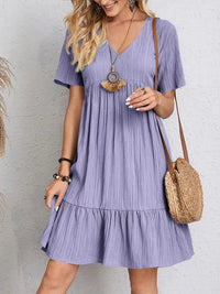 Sophie Casual Kleid | Stilvolles Sommer-V-Ausschnitt-Minikleid – Lila