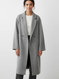 Oversize-knielanger Wintermantel für Damen – Grau