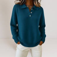 Olivia™ | Weicher Strickpullover mit Kragen – Dunkelblau