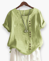 Damen Elegante Kurzarm-Bluse | Unifarben – Mintgrün