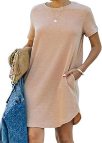 Sommerkleid für Damen - Luftiges Tunika-Kleid mit Taschen – Khaki