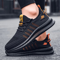 Laufschuhe für Herren - Bequeme Sommersportschuhe für breite Füße – Schwarz Orange