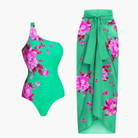 Badeanzug mit Überwurf - Damen Einteiler mit Strandrock – Türkis