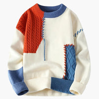 Sander™ | Patchwork-Pullover – Rot/Weiß/Blau