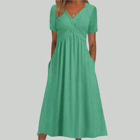 VIOLA - MIDIKLEID MIT ÜBERKREUZTEM AUSSCHNITT – Grün