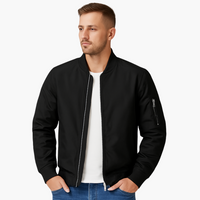 Herren Bomberjacke mit Leistentaschen und Ärmeltasche mit Reißverschluss – Schwarz