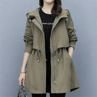 Trenchcoat Damen | Übergangszeit Mit Mittlerem Schnitt Und Kapuze – Khaki