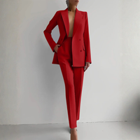 Elke | Damen Blazer Hosen Set Zweiteiler Elegant Business Koordiniert – Rot