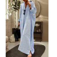 Lorie | Gestreiftes Baggy-Langes Kleid für Damen – Blau