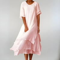 Agnès | Leichte und elegante Baumwolllange Robe – Rosa