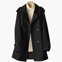 Doppelreihiger Trenchcoat für Damen – Schwarz