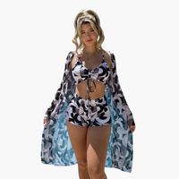 Lotta | 3-teiliges bedrucktes Bikini-Set – Schwarz