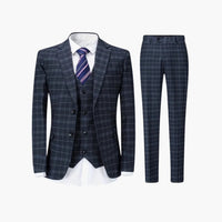 Kariertes Anzug Set - Slim Fit Herrenanzug 3-teilig Modern – Grau