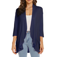 SEVDA - LEICHTER CARDIGAN MIT DREIVIERTELÄRMELN – Marine