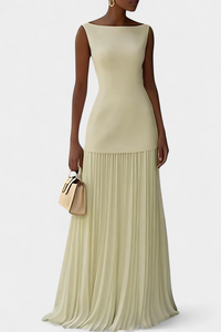 Chiffon Maxi-Abendkleid Silvana mit Falten – Gelb