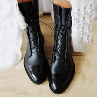Stiefelette Damen Absatz Warm | Elegant Schnürung – Schwarz