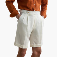 Herren Slim Fit Shorts aus leichter Sommerstoff mit Bundverschluss – Weiß