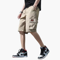 Herren Sommer Cargo Shorts mit Taschen und Reißverschluss – Khaki