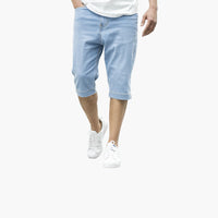Herren Sommer Bermuda Shorts aus Denim mit Umschlag und Reißverschluss – Bleichen