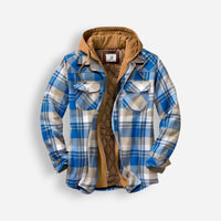 Gefütterte Holzfällerjacke für Herren mit Kapuze – Blau
