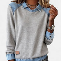 Lina | Modisches Damen Langarmshirt modern & chic – Grau