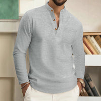 Elias | Leinen Henley Ferran für elegante Herren – Grau