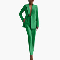 Elegantes Damen Blazer-Ensemble - Taillierter Schnitt mit Hose – Grün