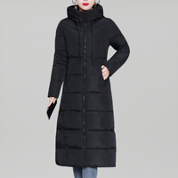 Steppjacke mit Kapuze Puffer Winterjacke – Schwarz