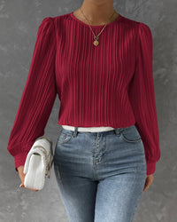 Bianca™ | Elegante Bluse mit langen Laternenärmeln – Rot