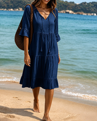 Lorraine - Schickes Midikleid mit V-Ausschnitt – Marine