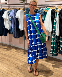 Karleshia - Bequemes Midikleid mit Rundhalsausschnitt – Blau