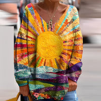 Sidonie - Weite, bunte Damenbluse – Gelb