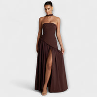 Ada - Elegantes Maxikleid – Braun