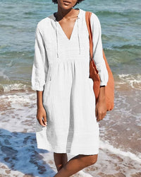 Nerissa - V-Ausschnitt Freizeitkleid – Weiß