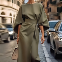 Lauriane - Stilvolles Damenkleid mit Laternenärmeln – Grün