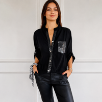 Chalise - Elegante Bluse mit Knöpfen – Schwarz
