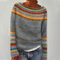 Pullover mit Waldmuster – Gemütlicher Stil mit dem Charme der Natur – Regenbogen Grau