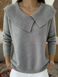 Railyn™ - Pullover mit Weitem Kragen – Grau