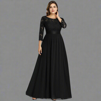 Anneliese | Premium Kleid mit Spitze für elegante Kurven – Schwarz