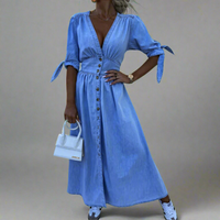 Herlinde | Leichtes Midikleid für Frauen – Jeansblau