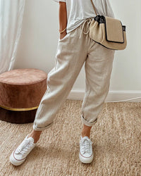 ARDITA - ELEGANTE LEINENMIX-HOSE – Beige