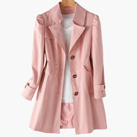 Damen Trenchcoat mit doppelt-knöpfigem Verschluss und verstellbarer Taille – Rosa