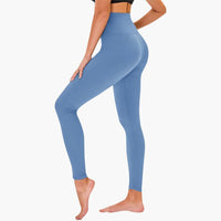 Damen Leggings mit Leopardenmuster und hohem Bund – Hellblau