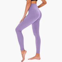 Damen Leggings mit Leopardenmuster und hohem Bund aus Stretchmaterial – Helllila