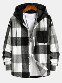 Gaston – Flanell Hemd Mit Kapuze – Schwarz